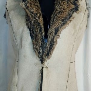 Faux fur and suede vest